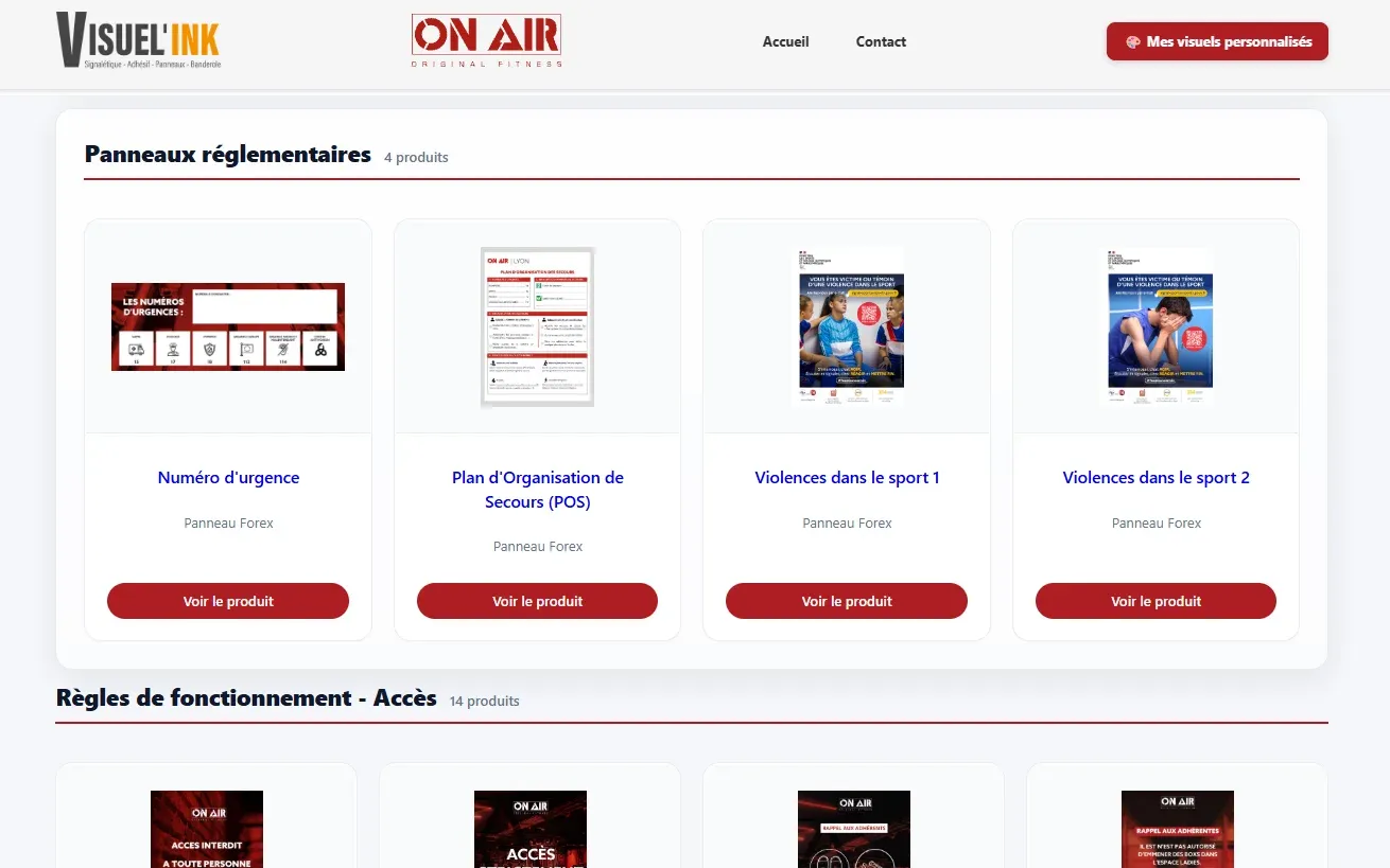 Boutique PLV On Air Fitness : panneaux réglementaires prêts à commander